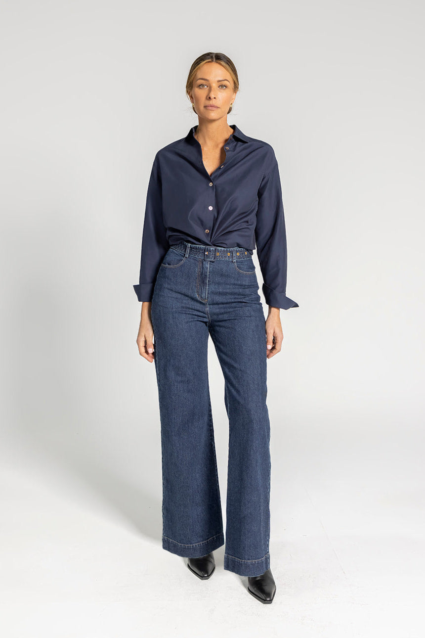 Lara Shirt Dress - Navy