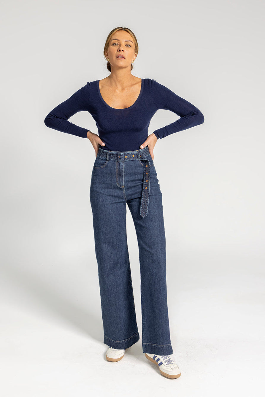 Juliet Scoop Neck Knit - Navy