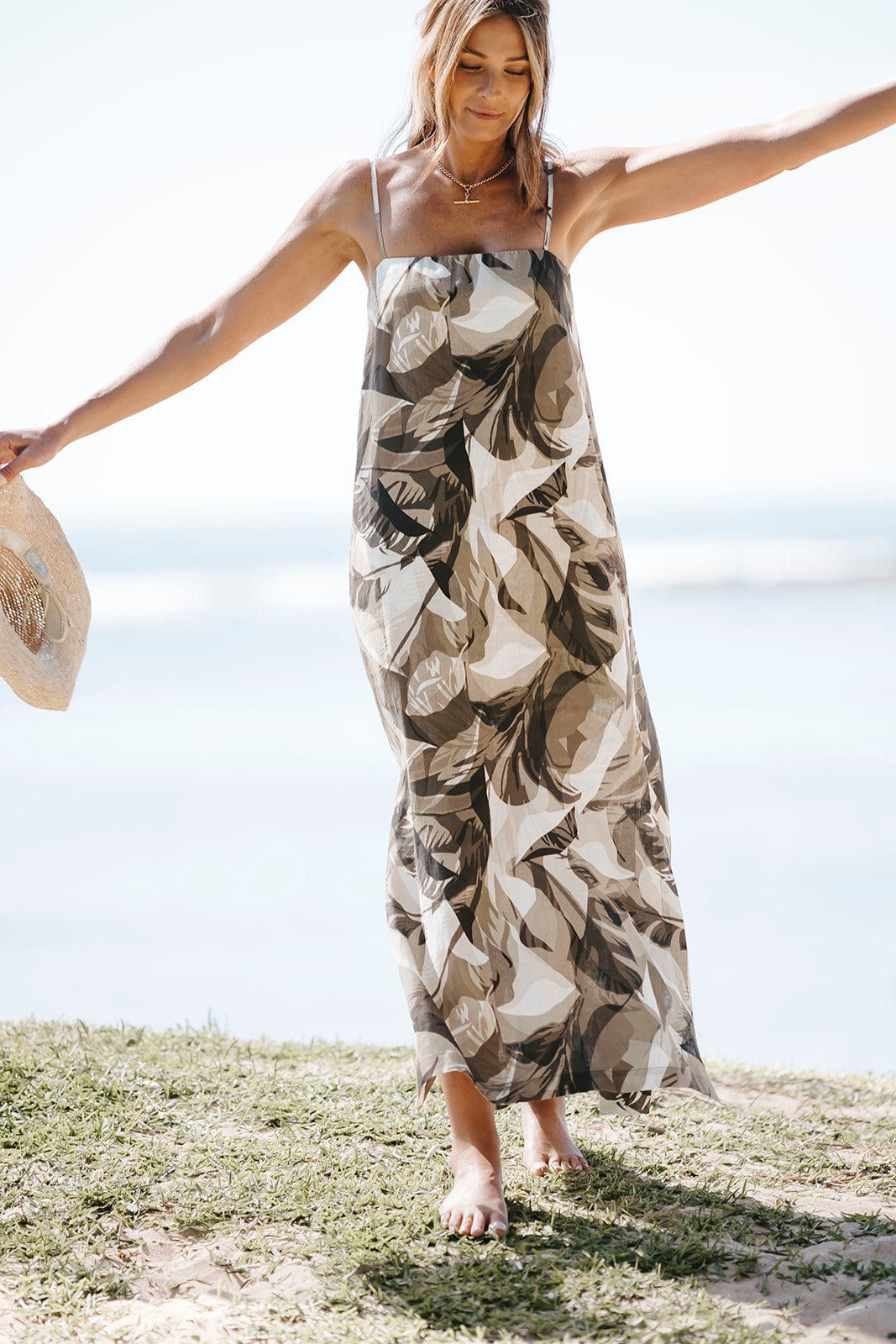 Sun Palm Print Maxi Dress Sun Palm Print Maxi Dress