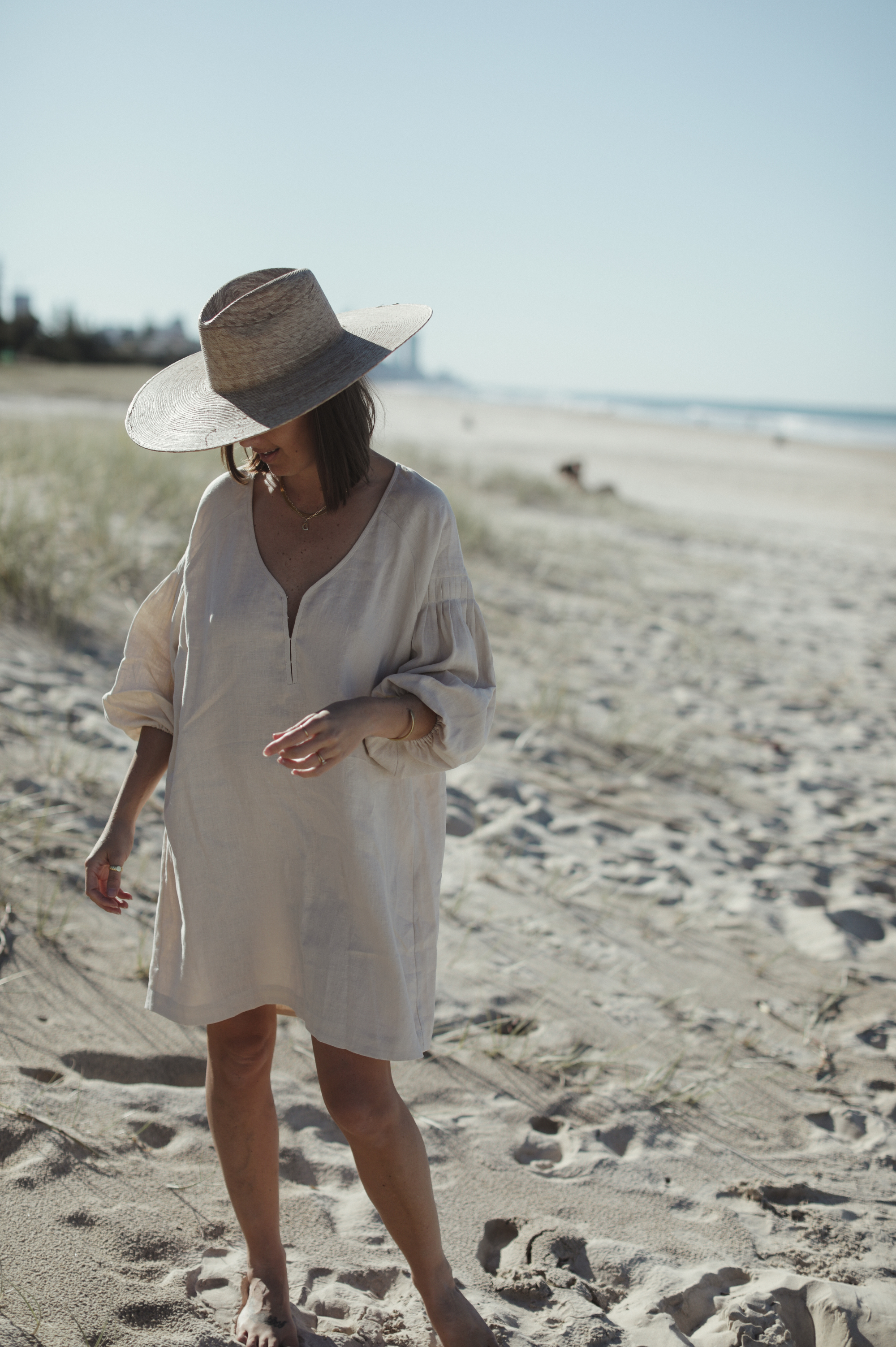 Nina Pleat Sleeve Dress - Putty