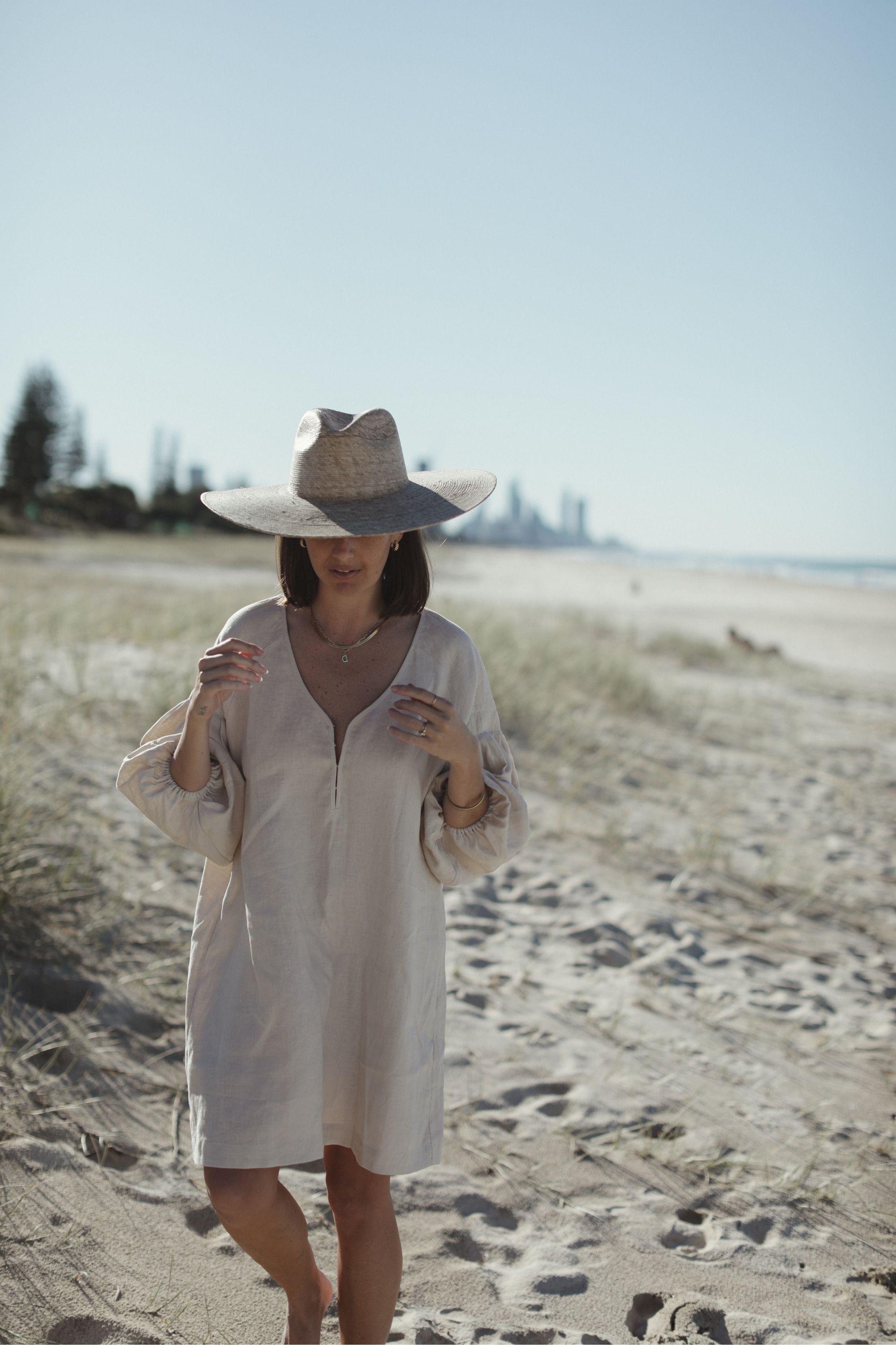 Nina Pleat Sleeve Dress - Putty