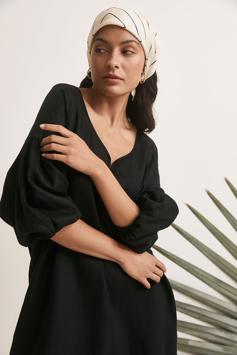 Nina Pleat Sleeve Dress - Black