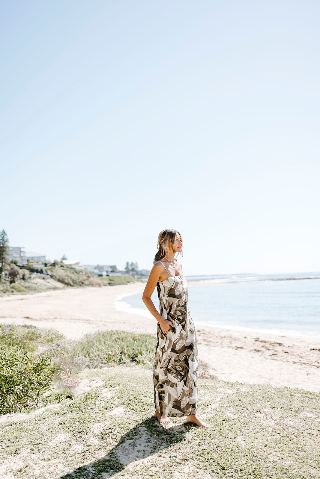 Sun Palm Print Maxi Dress