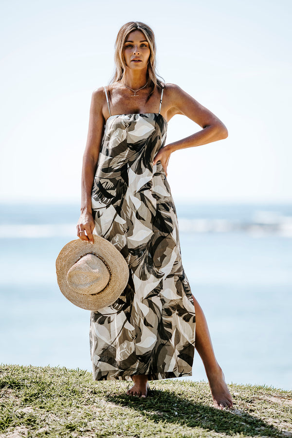 Sun Palm Print Maxi Dress