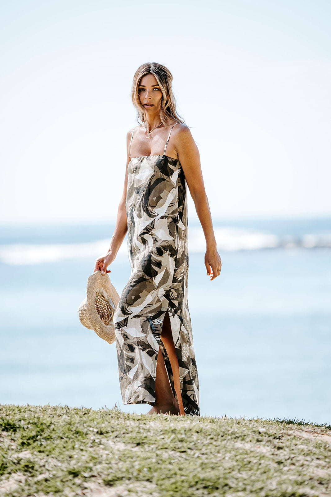 Sun Palm Print Maxi Dress