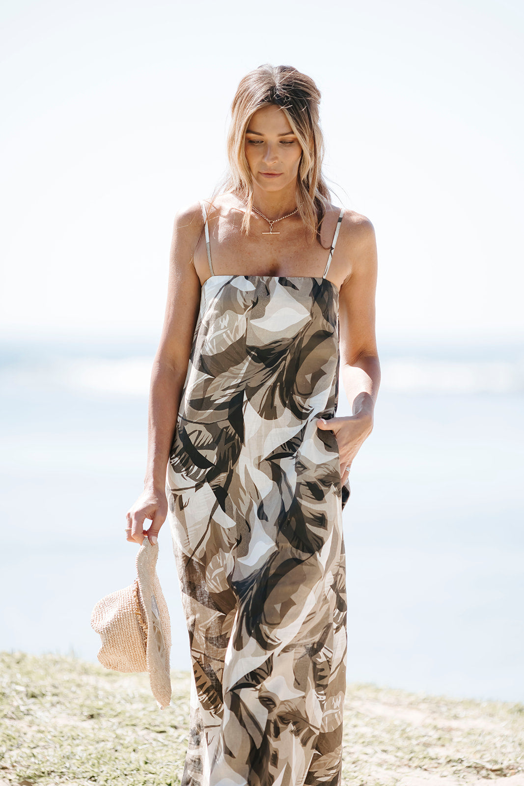 Sun Palm Print Maxi Dress