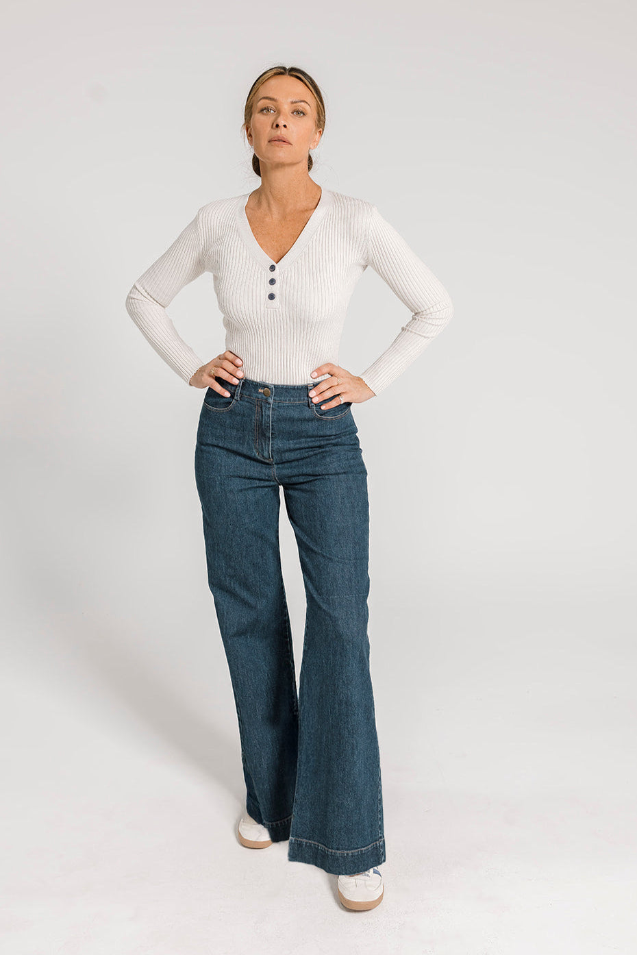 Ava Rib Top - Ecru