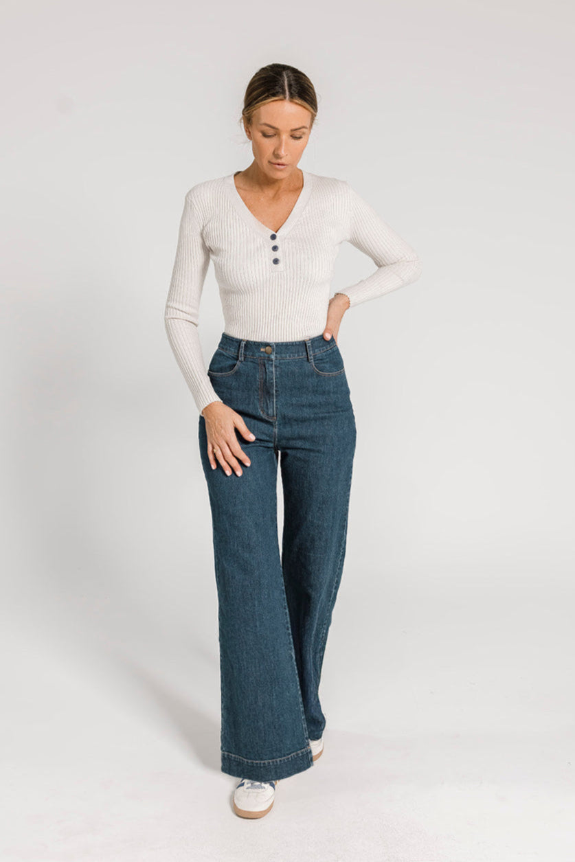Ava Rib Top - Ecru