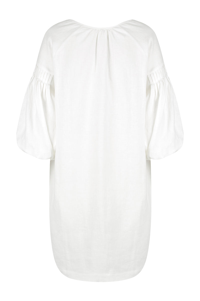 Nina Pleat Sleeve Dress - Ivory