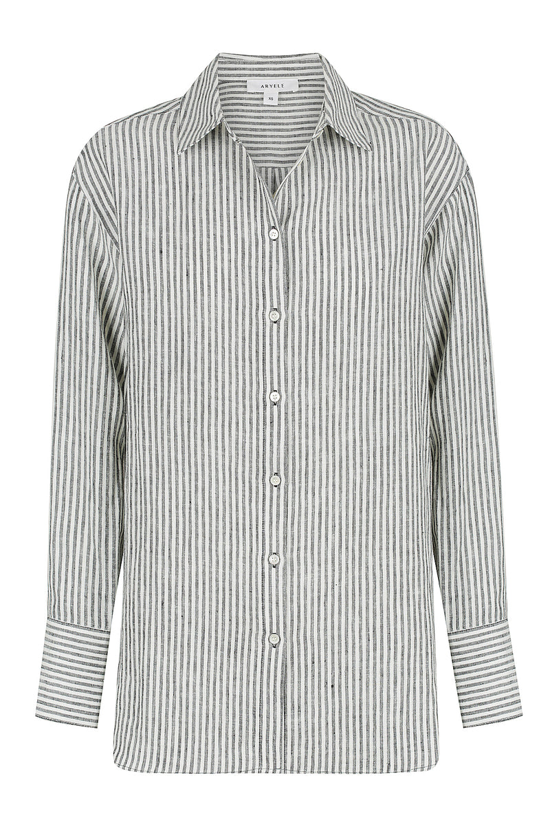 Alexa Stripe Shirt - Black/Ivory