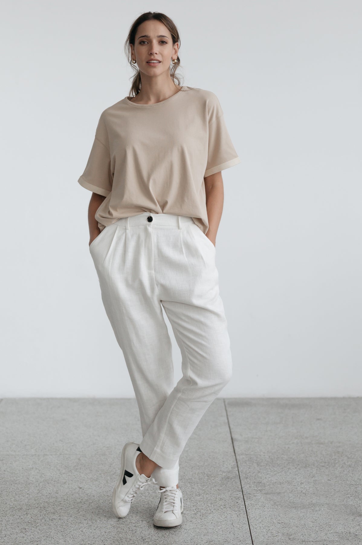 Jada Pleat Front Pant - Ivory