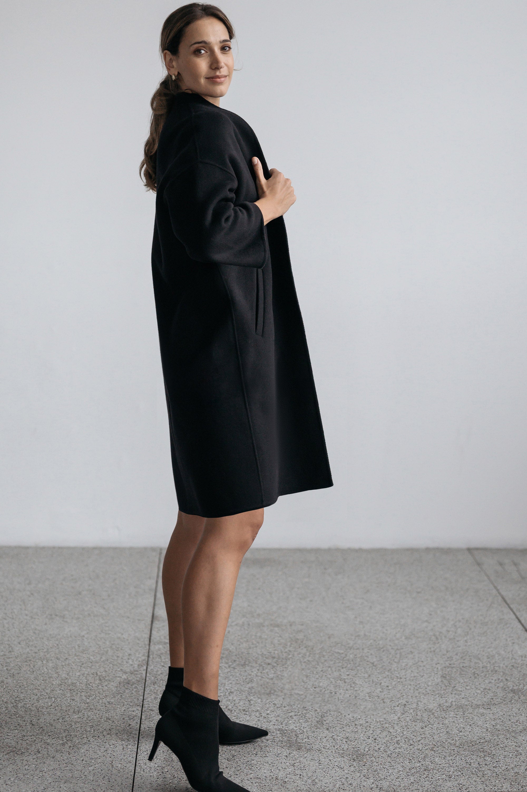 Luda Cocoon Coat - Black